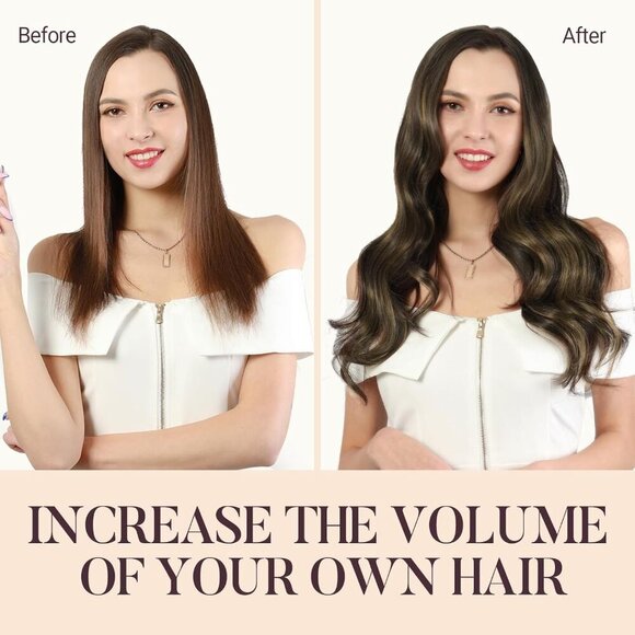 Hair Extensions Clip in Human Hair 16 Inch Balayage Dark Brown Chestnut main image 5